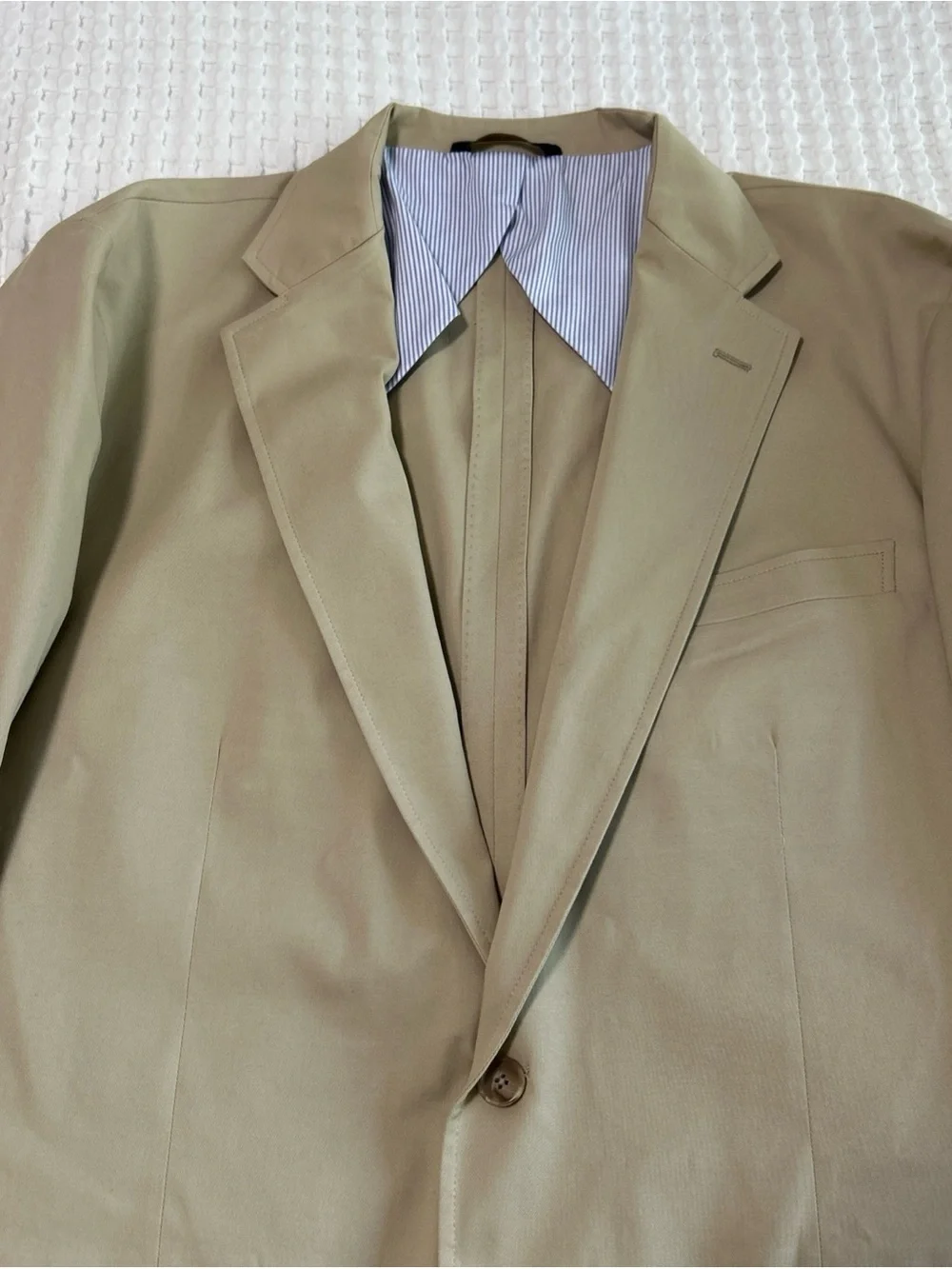 Brooks Brothers Men's Regent Fit Manteco Cotton Blazer Jacket Beige Khaki 48R